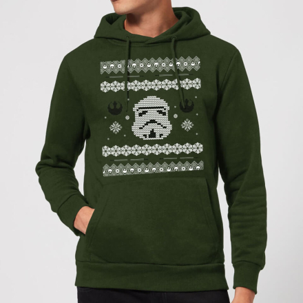 Star Wars Stormtrooper Knit Christmas Hoodie - Forest Green - M