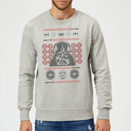 Star Wars Darth Vader Face Knit Grey Christmas Jumper - L