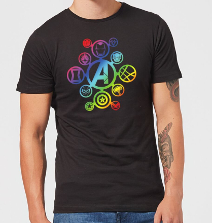 Avengers Rainbow Icon Herren T-Shirt - Schwarz - L
