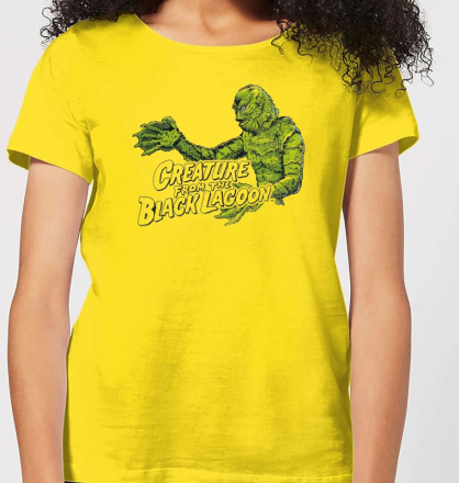 Universal Monsters Creature From The Black Lagoon Retro Crest Women's T-Shirt - Yellow - L - Yellow
