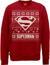 DC Superman Christmas Knit Logo Red Christmas Jumper - S