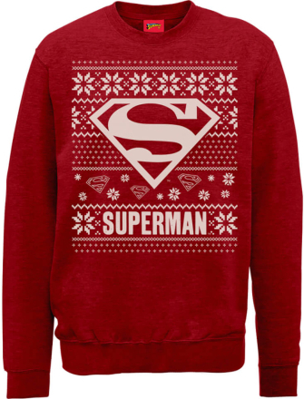 DC Superman Christmas Knit Logo Red Christmas Jumper - L