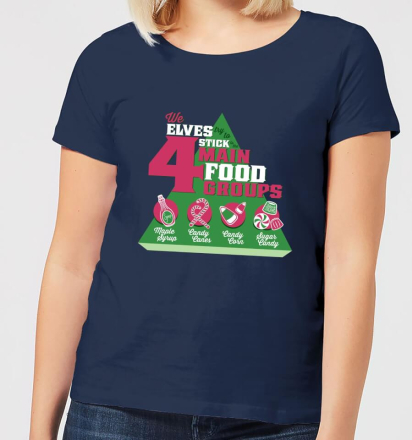 Elf Food Groups Women's Christmas T-Shirt - Navy - XL - Navy