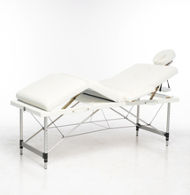 Massagebänk med metallben - 4 zoner - Vit