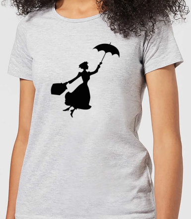 Mary Poppins Flying Silhouette Women's Christmas T-Shirt - Grey - XXL