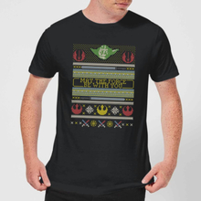 Star Wars May The force Be with You Pattern Men's Christmas T-Shirt - Black - S - Black