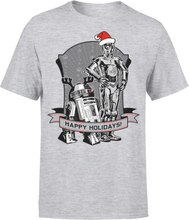Star Wars Weihnachten Happy Holidays Droids T-Shirt - Grau - S