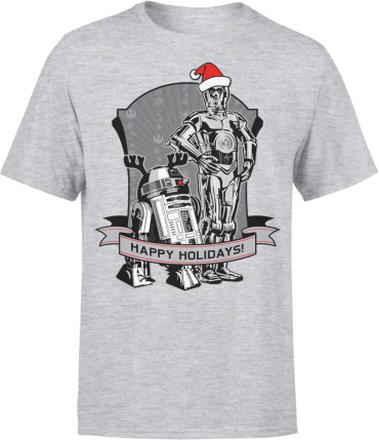 Star Wars Weihnachten Happy Holidays Droids T-Shirt - Grau - M