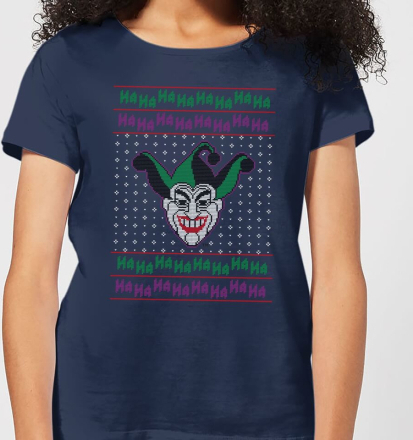 DC Joker Knit Women's Christmas T-Shirt - Navy - L - Navy