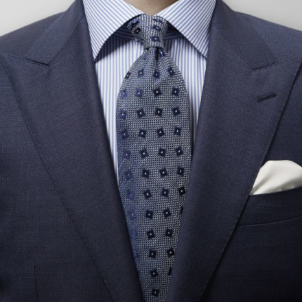 Eton Blå geometrisk linne- & sidenslips