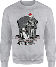 Star Wars Happy Holidays Droids Grey Christmas Jumper - S