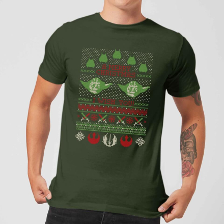 Star Wars Merry Christmas I Wish You Knit Men's Christmas T-Shirt - Forest Green - M - Forest Green