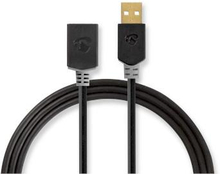 Nedis USB-kabel | USB 2.0 | USB-A Hane | USB-A Hona | 480 Mbps | Guldplaterad | 3.00 m | Rund | PVC | Antracit | Låda