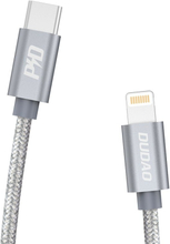 Dudao - USB-C naar Lightning nylon iPhone oplader - PD 45W Fast charge oplaadkabel - 1 Meter - Grijs