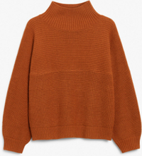 Vertical knit turtleneck sweater - Orange