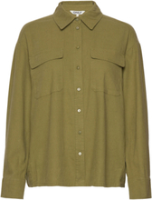 Onlcaro L/S Ovs Linen Bl Shirt Cc Pnt Langermet Skjorte Grønn ONLY*Betinget Tilbud