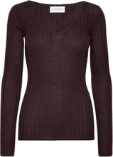 Monique Top Tops T-shirts & Tops Long-sleeved Brown House Of Dagmar