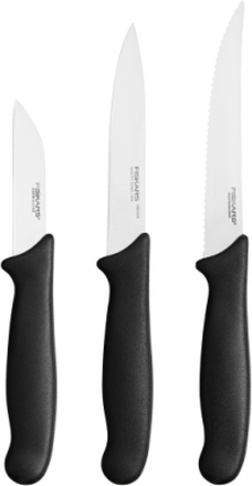 Essential Vegetable Knife Set 3Pcs Home Kitchen Knives & Accessories Vegetable Knives Black Fiskars