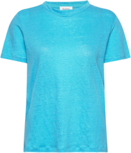 Rodebjer Ninja Linen Tops T-shirts & Tops Short-sleeved Blue RODEBJER