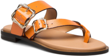 2 Buckle Flat Shoes Summer Shoes Flat Sandals Oransje Apair*Betinget Tilbud