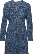 Textured Floral-Pattern Dress Kort Kjole Blue Mango