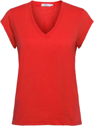 Cc Heart Basic V-Neck T-Shirt T-shirts & Tops Short-sleeved Rød Coster Copenhagen*Betinget Tilbud