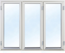3-glasfönster Trä utåtgående - 3-Luft - U-värde 1,1 14x12 Frostat glas Spaltventil vit