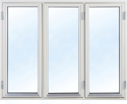 3-glasfönster Trä utåtgående - 3-Luft - U-värde 1,1 14x7 Frostat glas Spaltventil vit