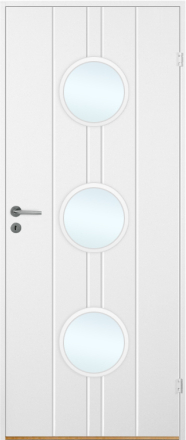 Innerdörr Bornholm - Kompakt dörrblad, spårfräst dekor & runda glaspartier A16 Vit (standard) (NCS S 0502-Y)