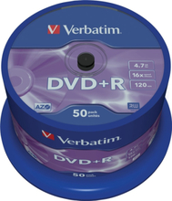 Verbatim DVD+R, 16x, 4,7 GB/120 min, 50-pakkaus spindle, AZO