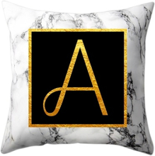 Moderne Kissenbezüge 45 * 45 Gold Alphabet Wort Brief Weiß Marmor Muster Kissenbezug