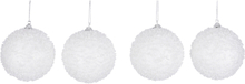 16x Luxe witte sneeuw kerstballen van foam 8 cm