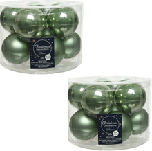 20x Salie groene glazen kerstballen 6 cm glans en mat