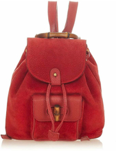 Red Gucci Bamboo semsket ryggsekkpose pre-eide