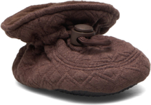 Cotton Jaquard Slippers Shoes Baby Booties Brun Melton*Betinget Tilbud