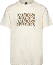 Logo Cotton Tee T-shirts Short-sleeved Creme Fat Moose*Betinget Tilbud