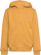 Badge Zip Hood Sweat - Gots/Vegan Tops Sweatshirts & Hoodies Hoodies Yellow Knowledge Cotton Apparel