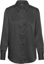 Over D Satin Shirt Tops Shirts Long-sleeved Black Gina Tricot