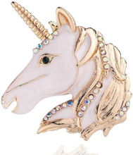 3 PCS Diamonds Unicorn Brooch Cartoon Women Accessories With Dripping Oil Pin(White)