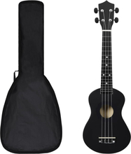 vidaXL Sopran-ukulele sett med veske for barn svart 23