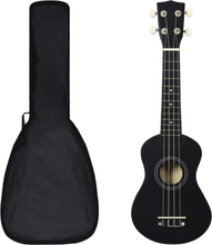 vidaXL Sopran-ukulele sett med veske for barn svart 21