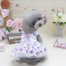 Pet Clothing Dog Skirt Spring And Summer Wedding Dress Skirt Double Heart Skirt, Size: S(Purple)