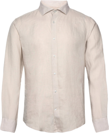 Bs Sevilla Casual Slim Fit Shirt Tops Shirts Linen Shirts Beige Bruun & Stengade