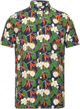 "Johan Tropical Vibes Shirt Ss Tops Shirts Short-sleeved Navy Kronstadt"