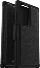 Otterbox - Samsung Galaxy S23 Ultra - Strada Case leren bookcase hoesje - Zwart + Lunso Screenprotector