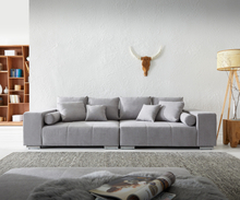 DELIFE Big-Sofa Marbeya 285x115 cm grijs met 10 Kussens XXL S