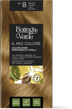 IL MIO COLORE - Colorazione permanente capelli - con Keratina vegetale, oli e burri vegetali, estratto biologico di fiore di Verbasco - COPERTURA OTTIMALE DEI CAPELLI BIANCHI - BIONDO CHIARO N 8