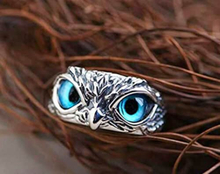 Vintage Blue Owl 925 Sterling Silver Plt Adjustable Ring Women Jewellery Gift UK