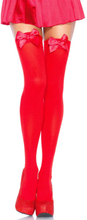 Nylon Thigh Highs With Bow Red O/S Stay-ups