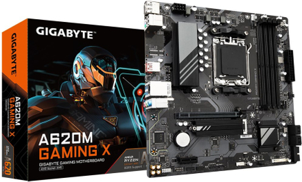 Gigabyte A620M GAMING XG10 Processor family AMD, Processor socket AM5, DDR5 DIMM, Memory slots 4, Supported hard disk drive interfaces SATA, M.2, Nu